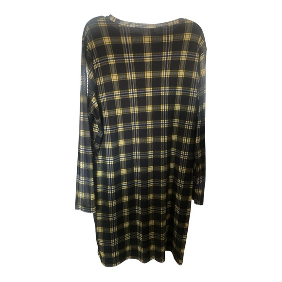 H&M Yellow Plaid Mesh Long Sleeve Dress - Picture 4 of 6